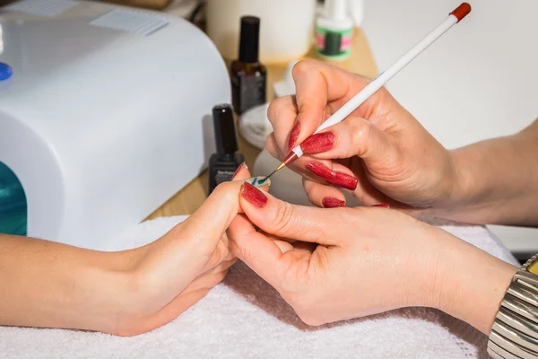 Polish manicure treatment — Stock Photo, Image