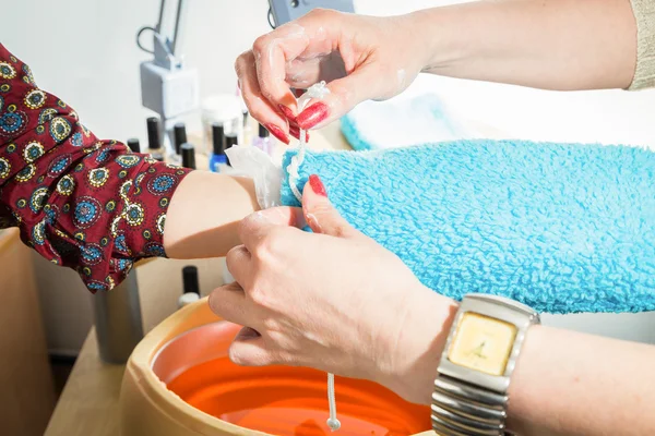 Polish manicure treatment — Stock Photo, Image