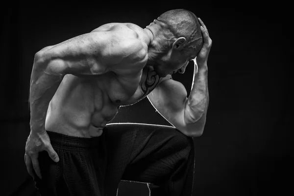 Muscle man with tattoos — Stock Photo, Image