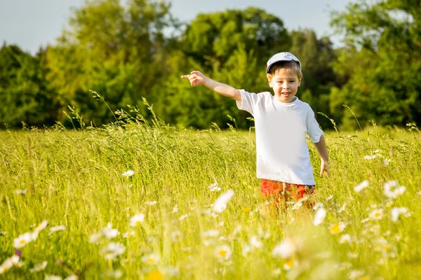 Boy playing in the field — Stock Photo, Image