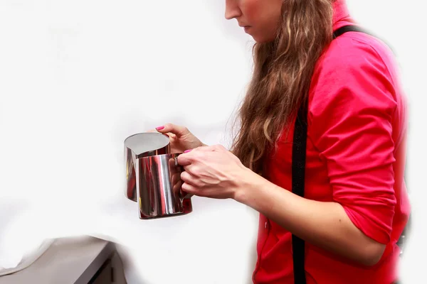 Woman making coffee — Stock Photo, Image