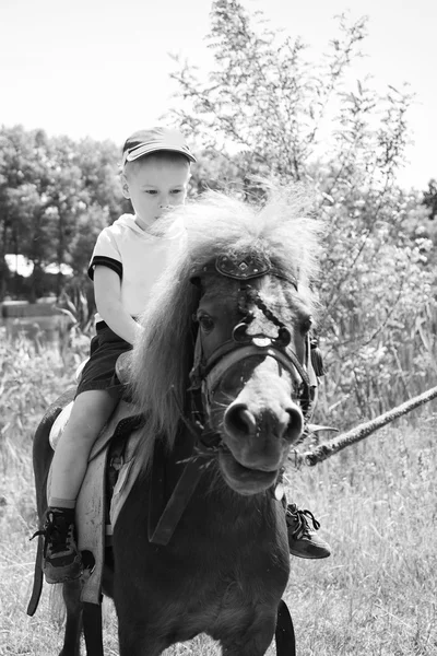 Garçon cheval poney — Photo