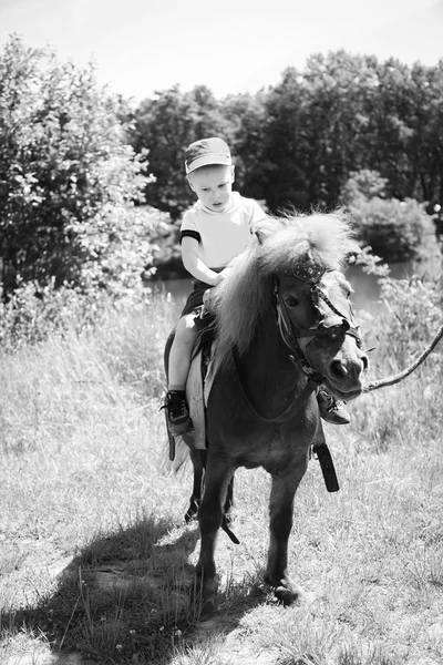 Garçon cheval poney — Photo