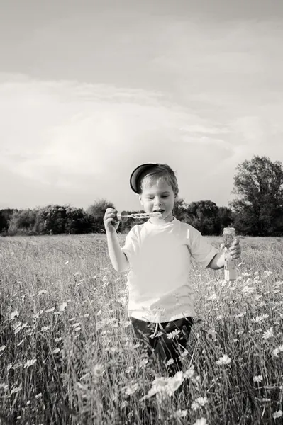 Niño jugando en el campo —  Fotos de Stock