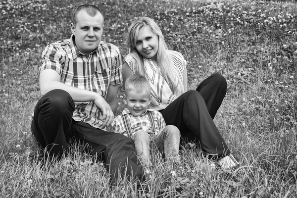 Family on the grass — Stock Photo, Image