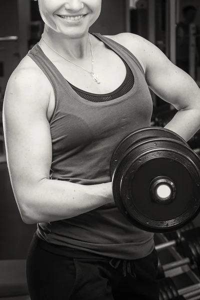 Woman  practice with barbell — Stock Photo, Image