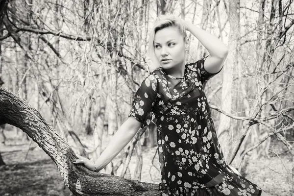 Vrouw in het bos — Stockfoto