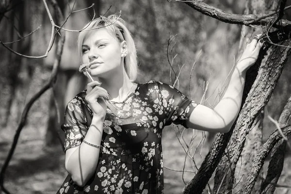 Vrouw in het bos — Stockfoto