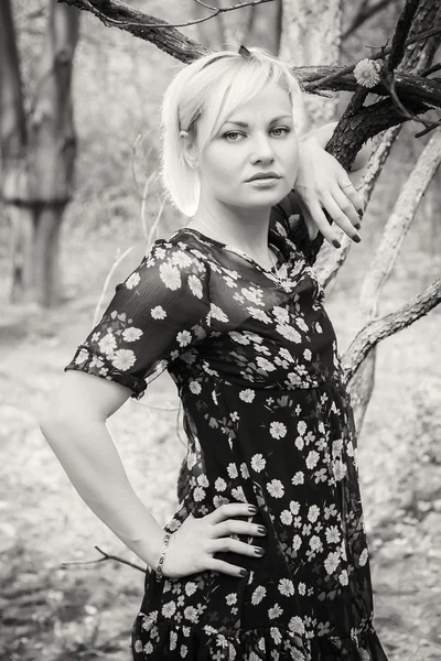 Vrouw in het bos — Stockfoto