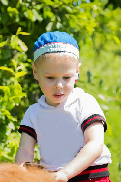 Boy riding pony — Stock Photo, Image