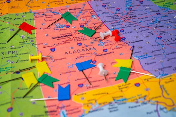 Alabama Stát Mapě Cestovní Zázemí — Stock fotografie