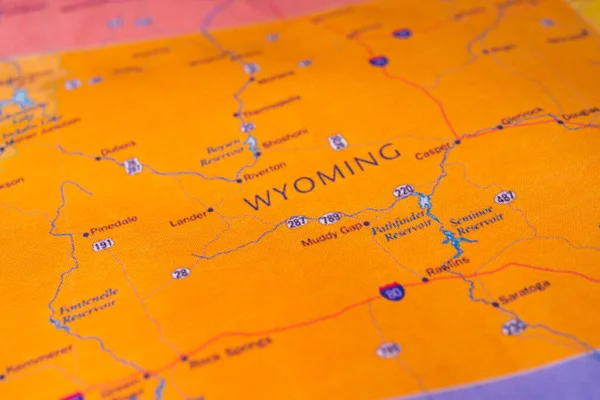 地图上的怀俄明州 — 图库照片