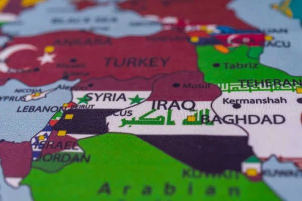 Bandiera Iraq Sulla Mappa — Foto Stock