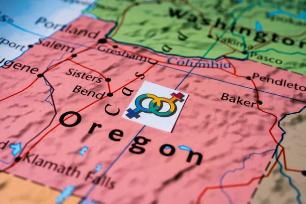 Oregon Pozadím Vlajky Lgbt — Stock fotografie