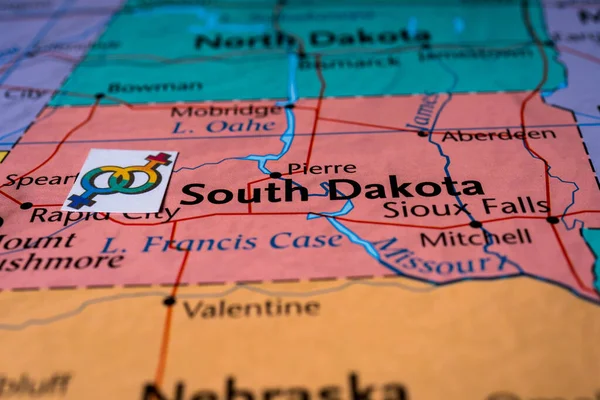 Dakota Del Sud Con Sfondo Bandiera Lgbt — Foto Stock
