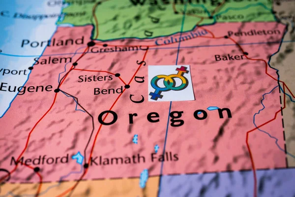 Oregon Pozadím Vlajky Lgbt — Stock fotografie