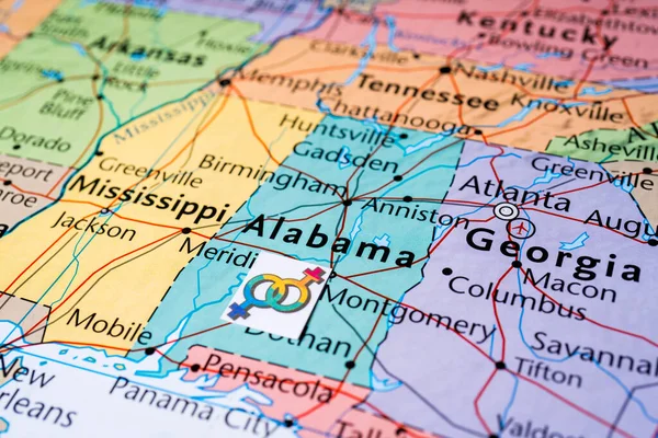 Alabama Pozadím Vlajky Lgbt — Stock fotografie