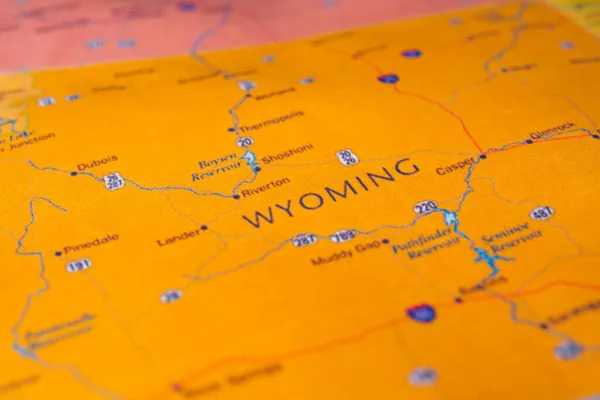 地图上的怀俄明州 — 图库照片