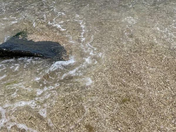 美しい海の背景 海の砂と波 — ストック写真