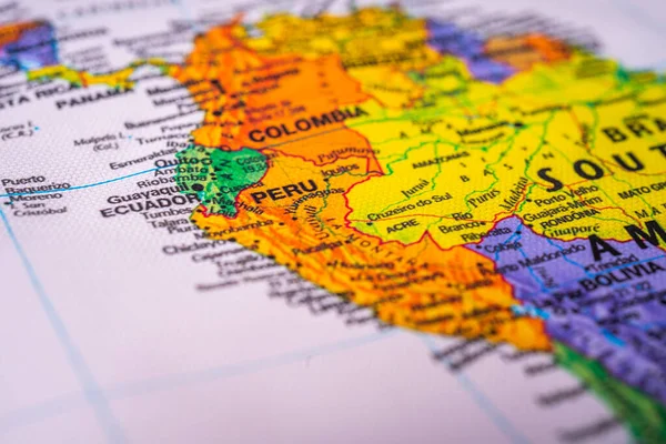 Peru Auf Der Karte Reise Hintergrund Textur — Stockfoto
