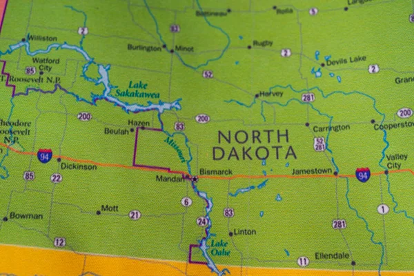 North Dacota Staat Kaart — Stockfoto