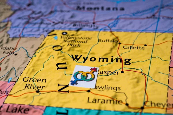 Wyoming Con Fondo Bandera Lgbt — Foto de Stock