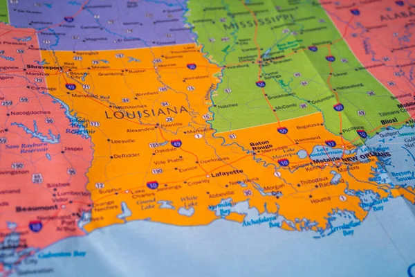 Louisiana Stát Mapě Usa Pozadí Zblizka — Stock fotografie