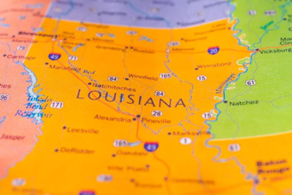 Louisiana Stav Mapě — Stock fotografie