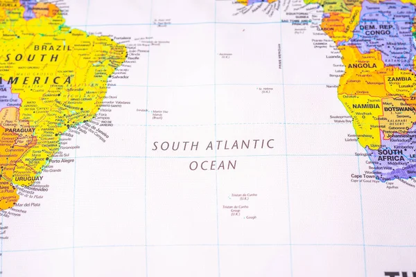 Oceano Atlântico Sul Mapa Viajar Textura Fundo — Fotografia de Stock