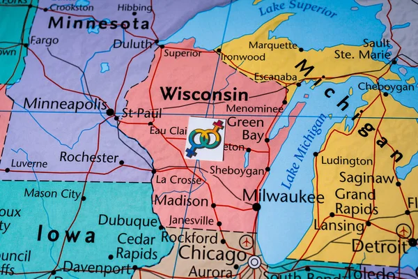 Lgbt Bayrak Arka Planına Sahip Wisconsin — Stok fotoğraf