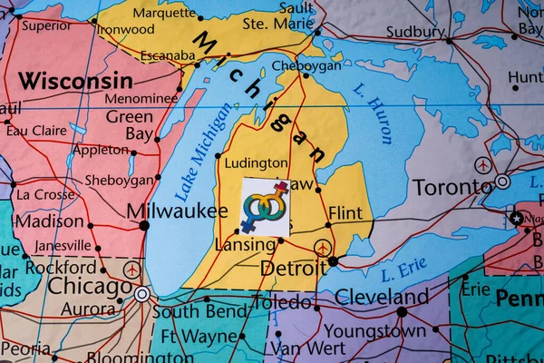 Lgbt Bayrak Arka Planına Sahip Michigan — Stok fotoğraf