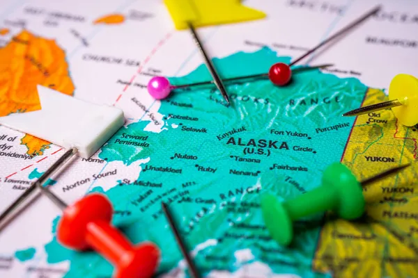 Alaska Mapa Viaje Textura Fondo —  Fotos de Stock