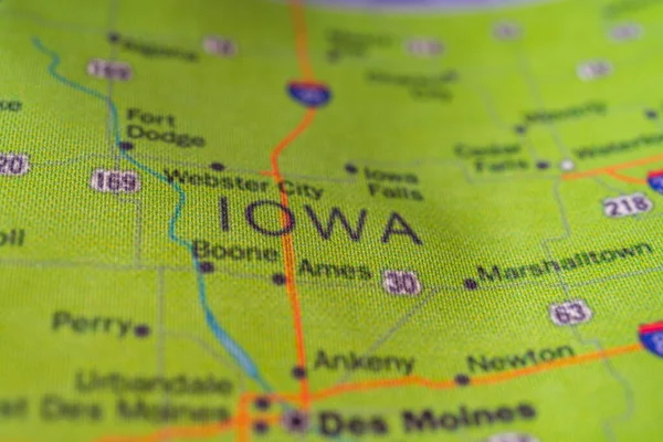 Stato Dell Iowa Sulla Mappa — Foto Stock