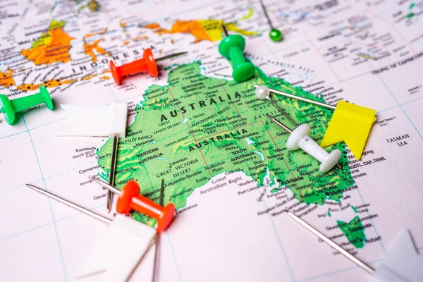 Ausztrália Térképen Utazás Háttér Textúra — Stock Fotó