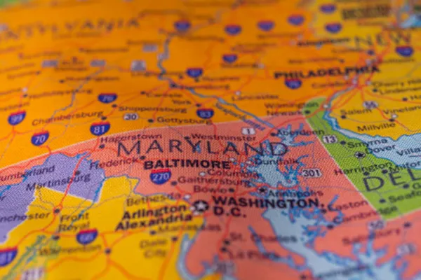 Maryland Eyaleti Haritada — Stok fotoğraf