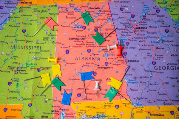 Alabama Stát Mapě Cestovní Zázemí — Stock fotografie