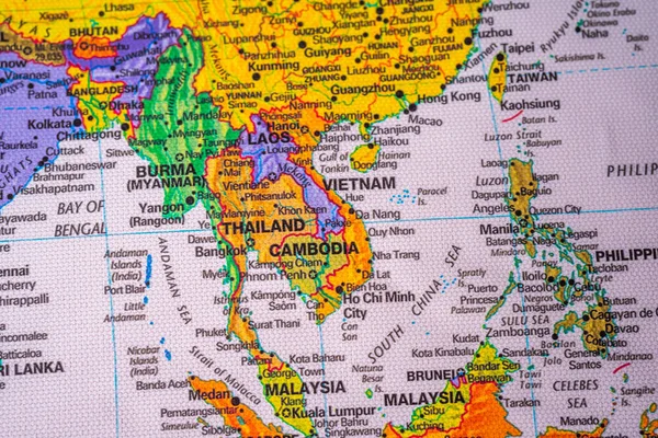 Tajlandia Mapie Podróży Tło Tekstury — Zdjęcie stockowe