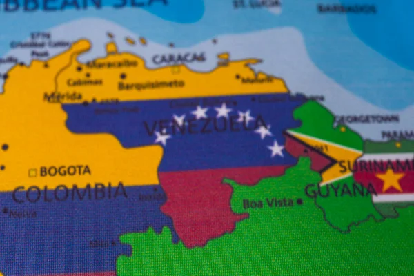 地图上的委内瑞拉国旗 — 图库照片
