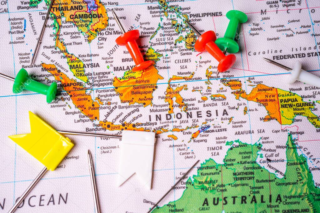 Indonesia on map travel background texture
