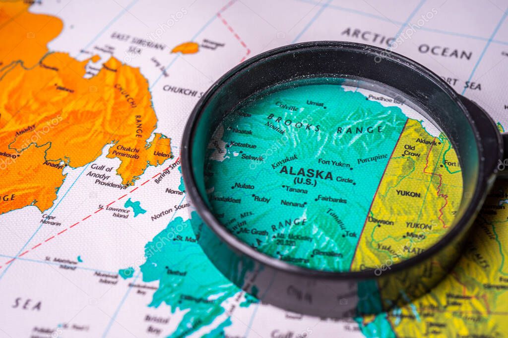 Alaska on map travel background texture
