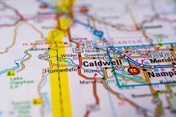 Caldwell Mapa Estados Unidos — Foto de Stock