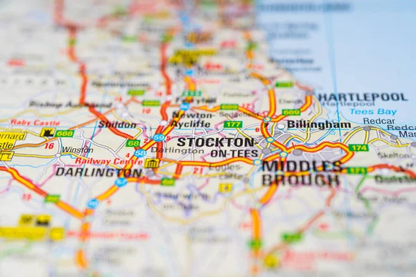 Stockton Sobre Mapa — Fotografia de Stock