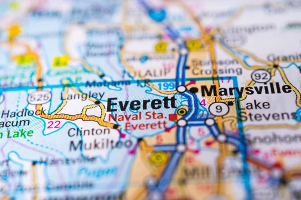 Everett Sullo Sfondo Della Mappa — Foto Stock