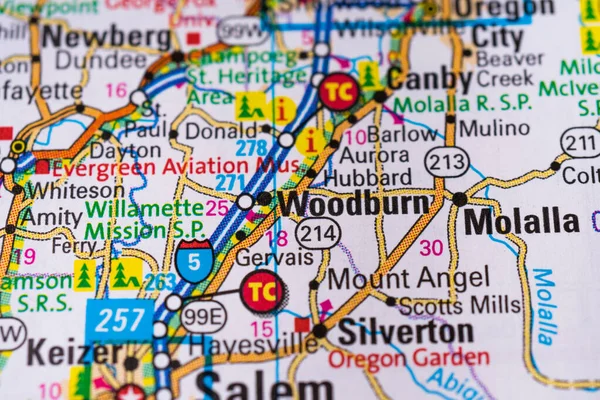 Woodburn Auf Der Karte Der Usa — Stockfoto