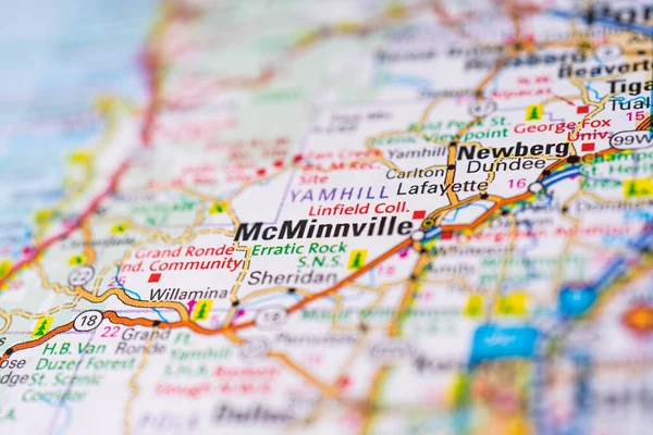 Mcminnville Kaart Van Verenigde Staten — Stockfoto