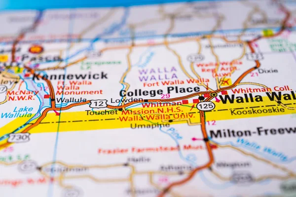 Walla Walla Mapa — Foto de Stock