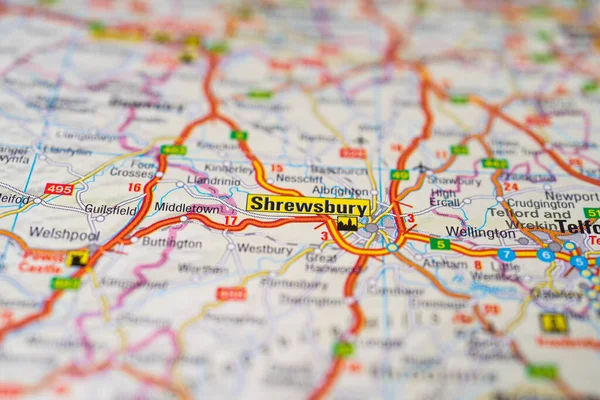 Shrewsbury Karta — Stockfoto