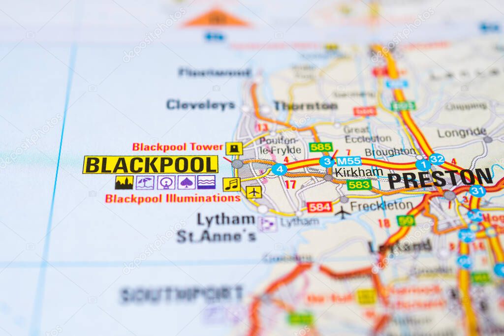 The Blackpool on a map