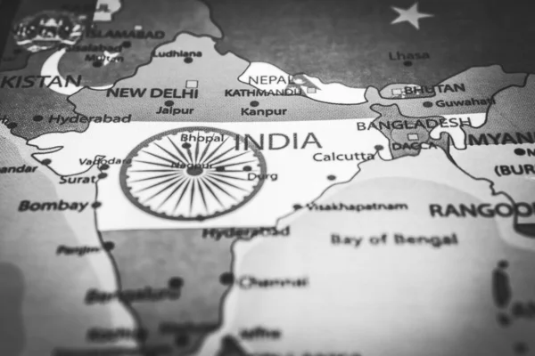 地図上のインドの旗 — ストック写真