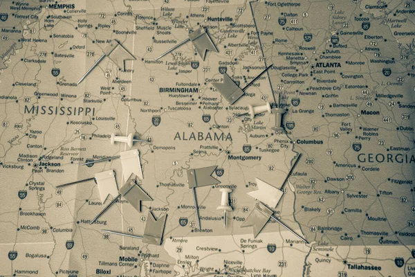 Alabama Estado Mapa Fundo Viagem — Fotografia de Stock